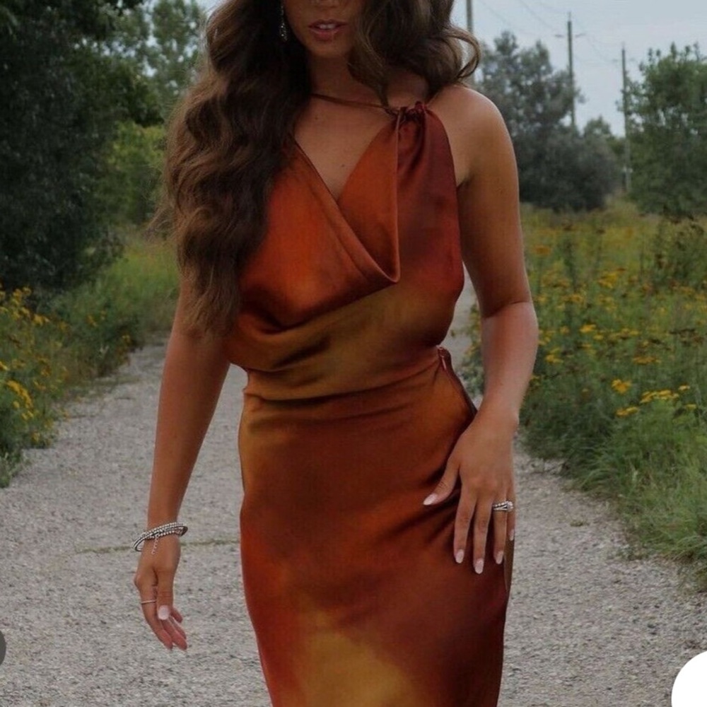 Zara Orange One Shoulder Sheath Dress